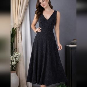 J. Crew Women's Black Sleeveless V-Neck Cut Out Midi A-Line Dress Size 0